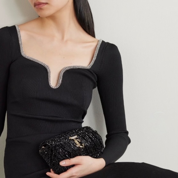 Jimmy Choo Black Crystal Fringe Varenne Shoulder Bag New in Box with Tags - Picture 4 of 16